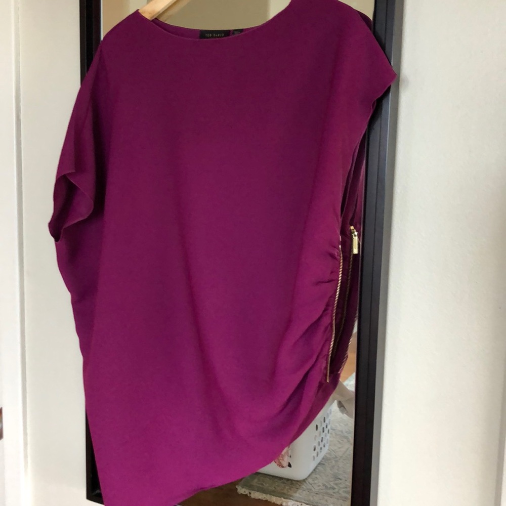 Worn once! Fuchsia Ted Baker side zip blouse